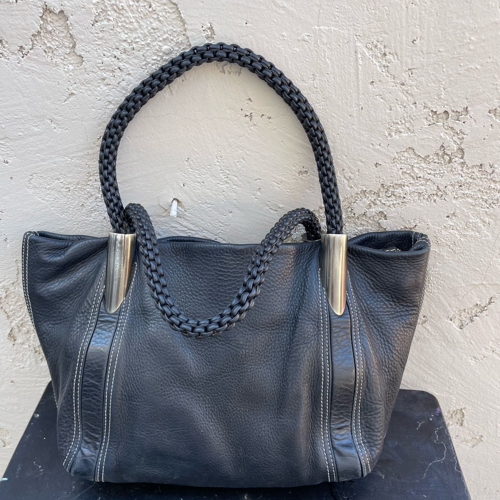 Pucciverdi Elegant Black Leather Tote Bag